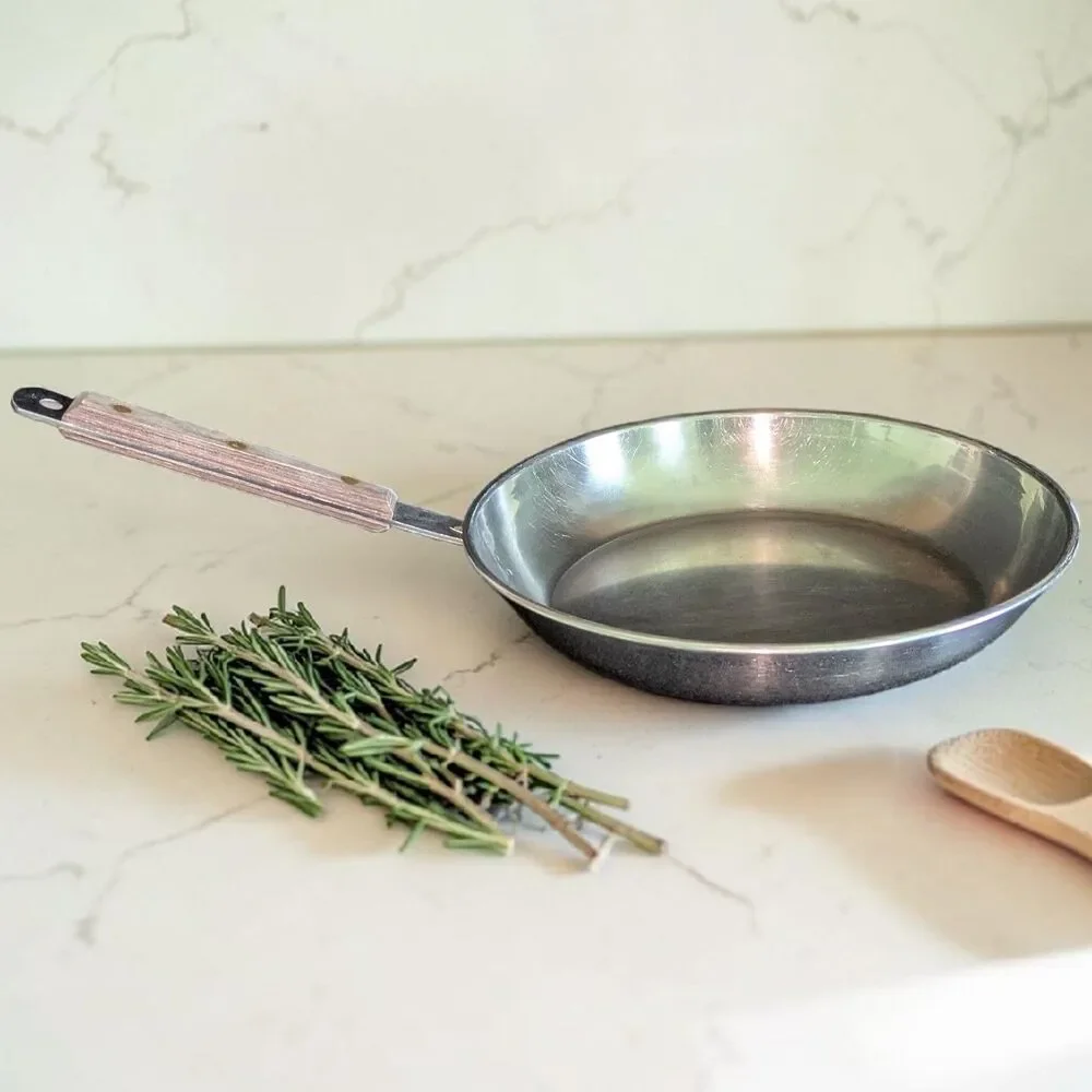 Vintage Cuisinart Stainless Steel Cookware Wooden Handle Skillet Pan 10.75
